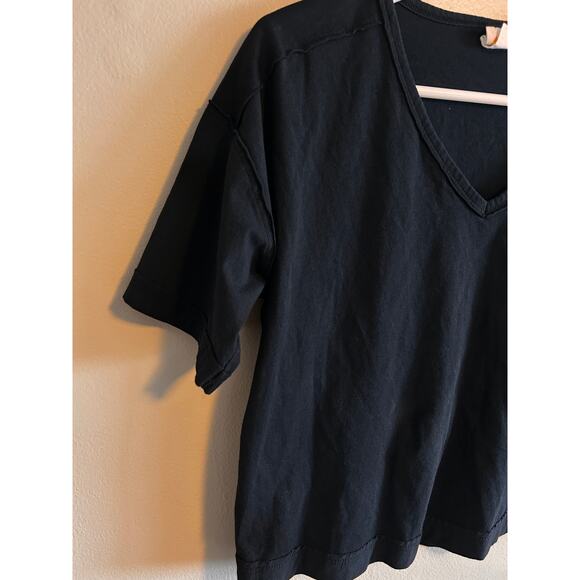 C&C California Black Pima Cotton Cropped Tee V Neck Boxy XS - Picture 3 of 4